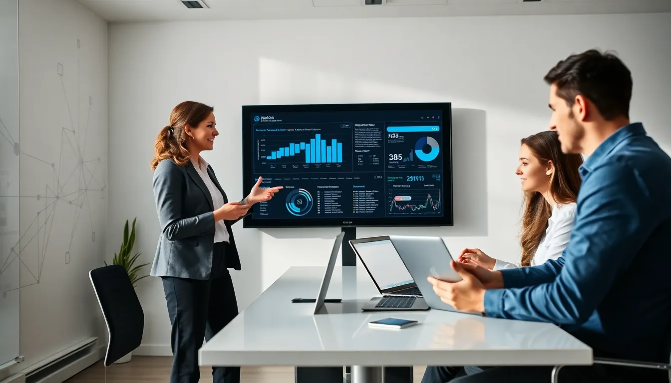 diverse team collaborating on medical software development in a modern office.