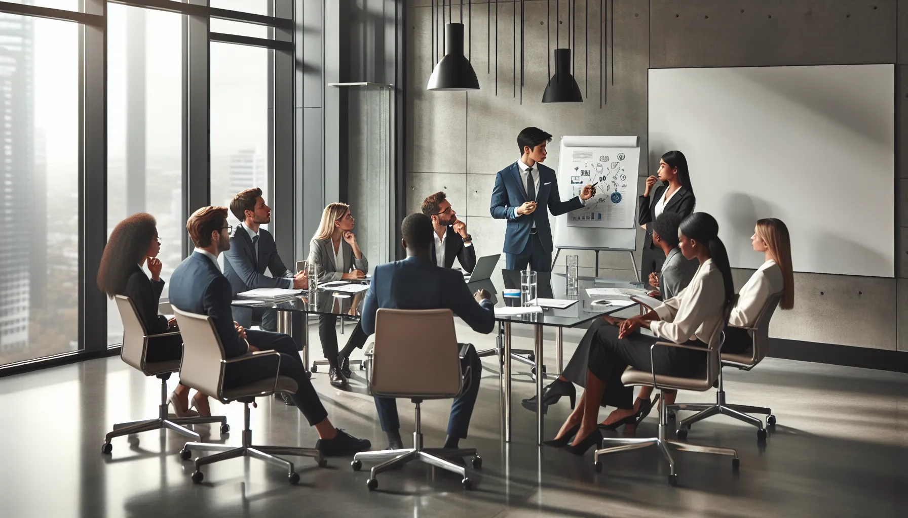 diverse team discussing consent policies in a modern office setting.
