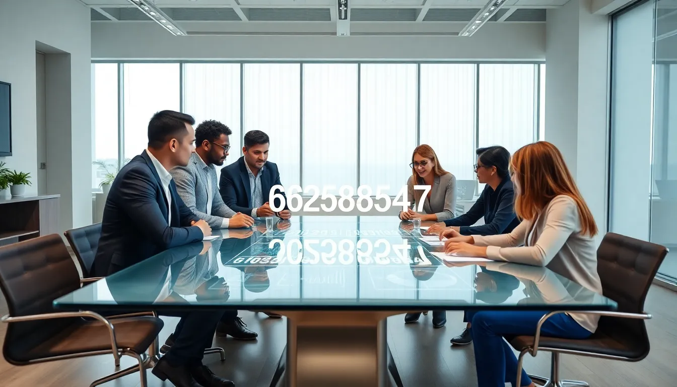 professionals analyzing the significance of a number in a modern office setting.