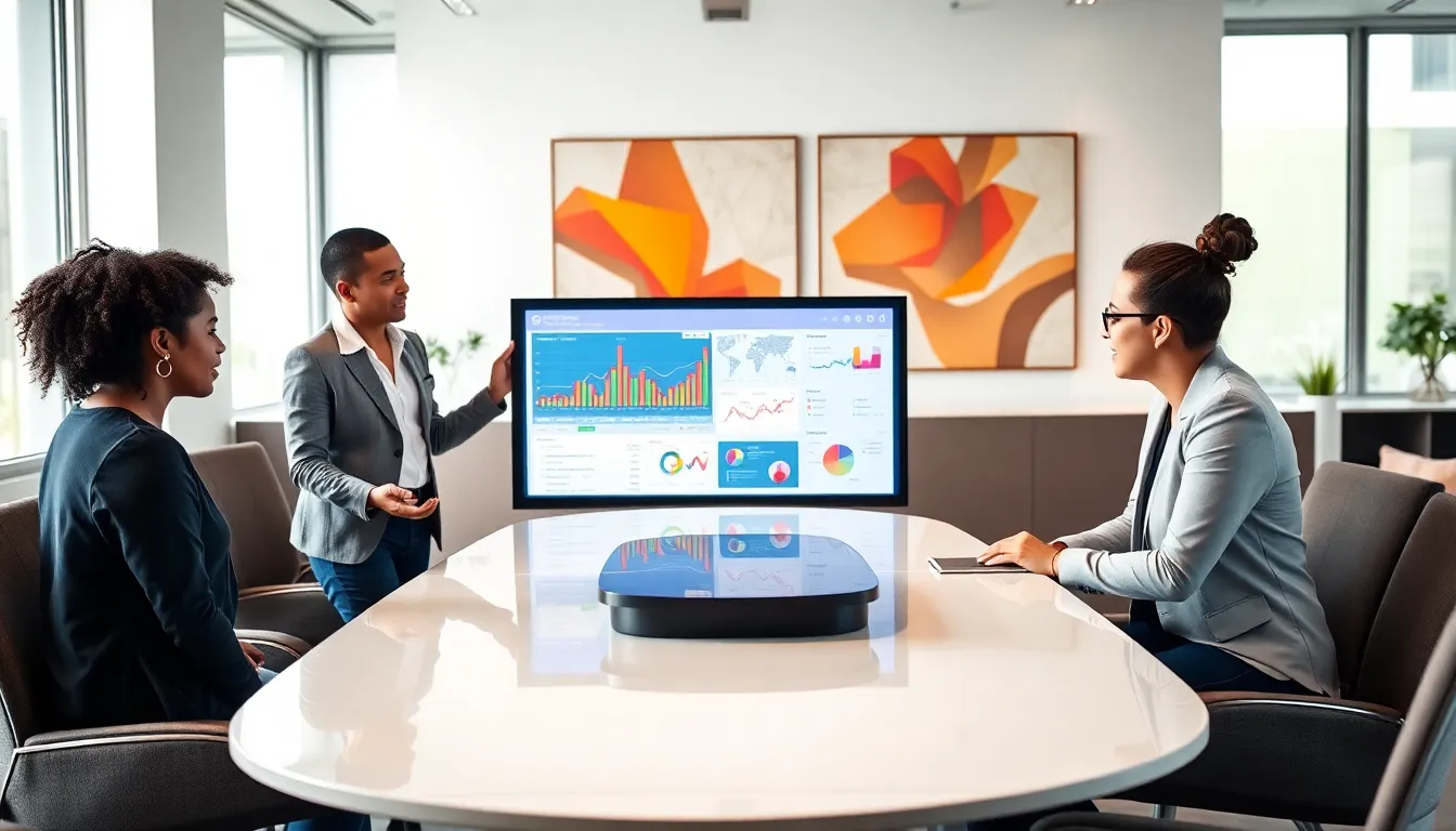 diverse professionals collaborating in a modern office setting.