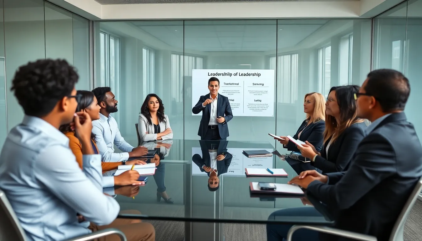 diverse professionals in a leadership workshop setting.
