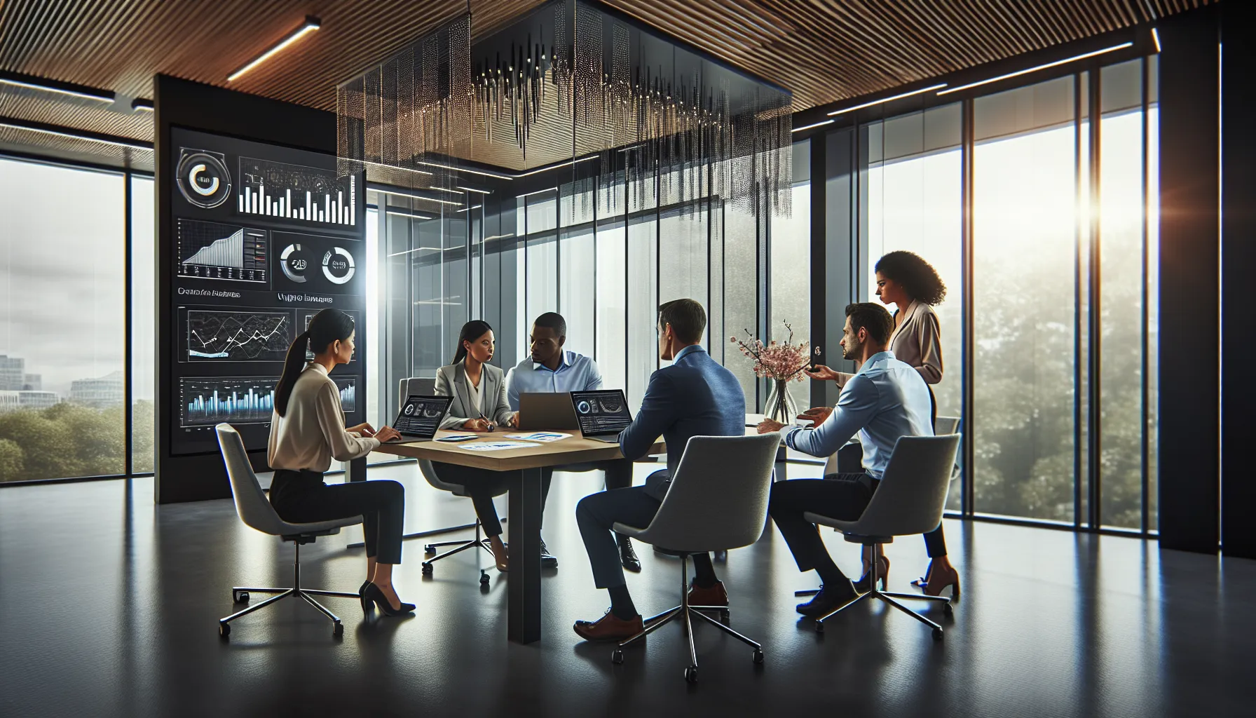 diverse IT team collaborating in a modern conference room.
