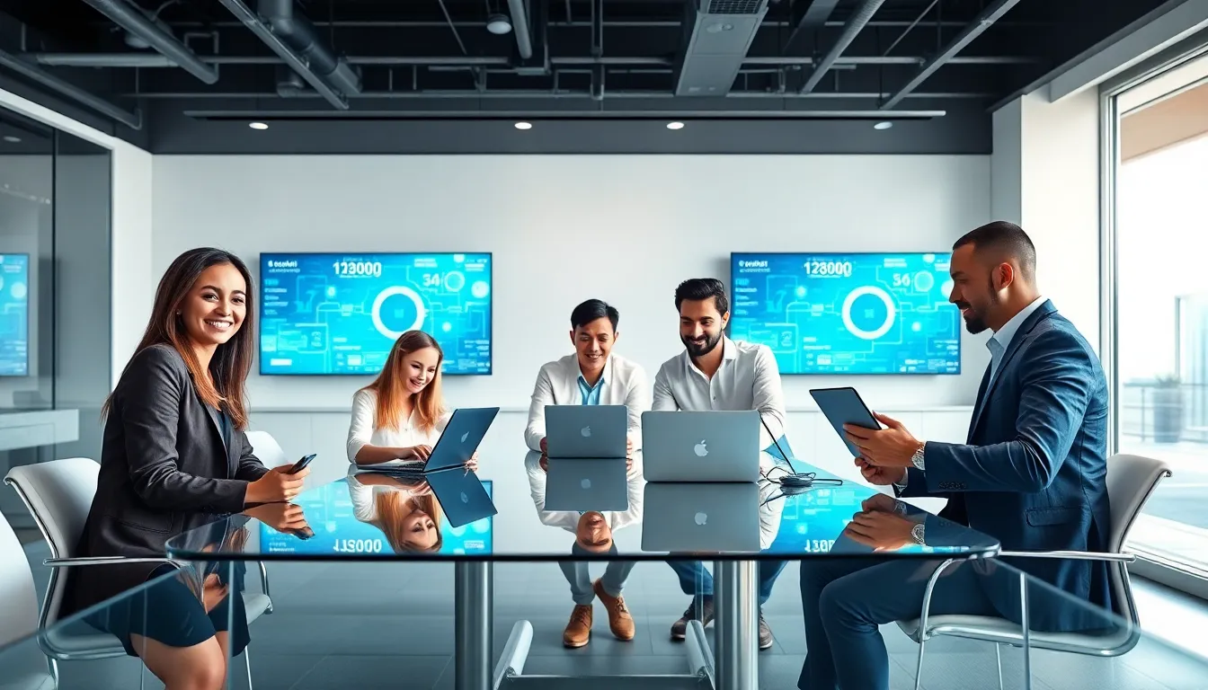diverse team discussing cryptocurrency in a modern office.