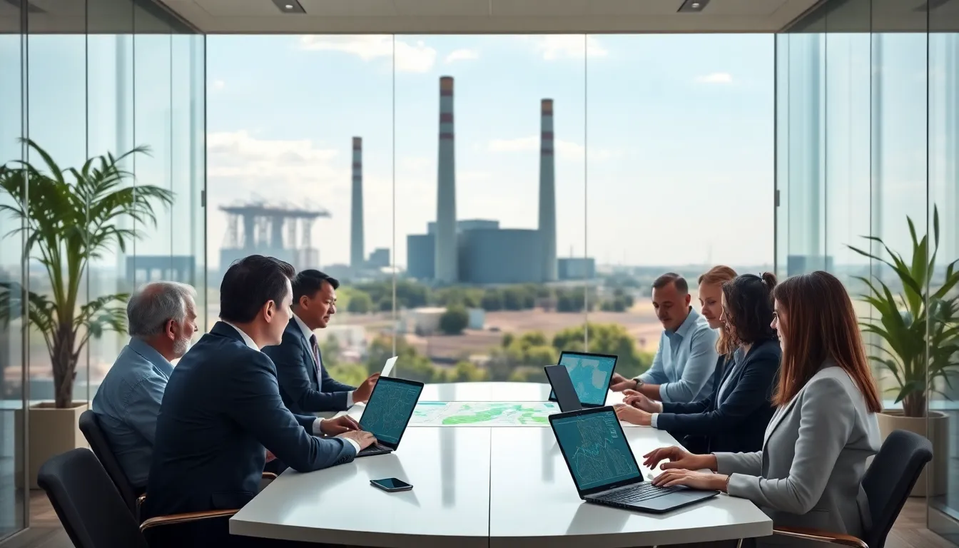 professionals discussing advancements at the Homer City Power Plant.