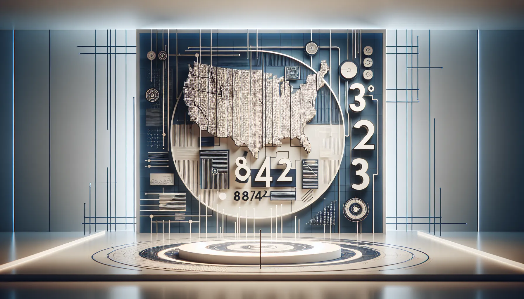 visual representation of the number structure 8328281444 with US map.