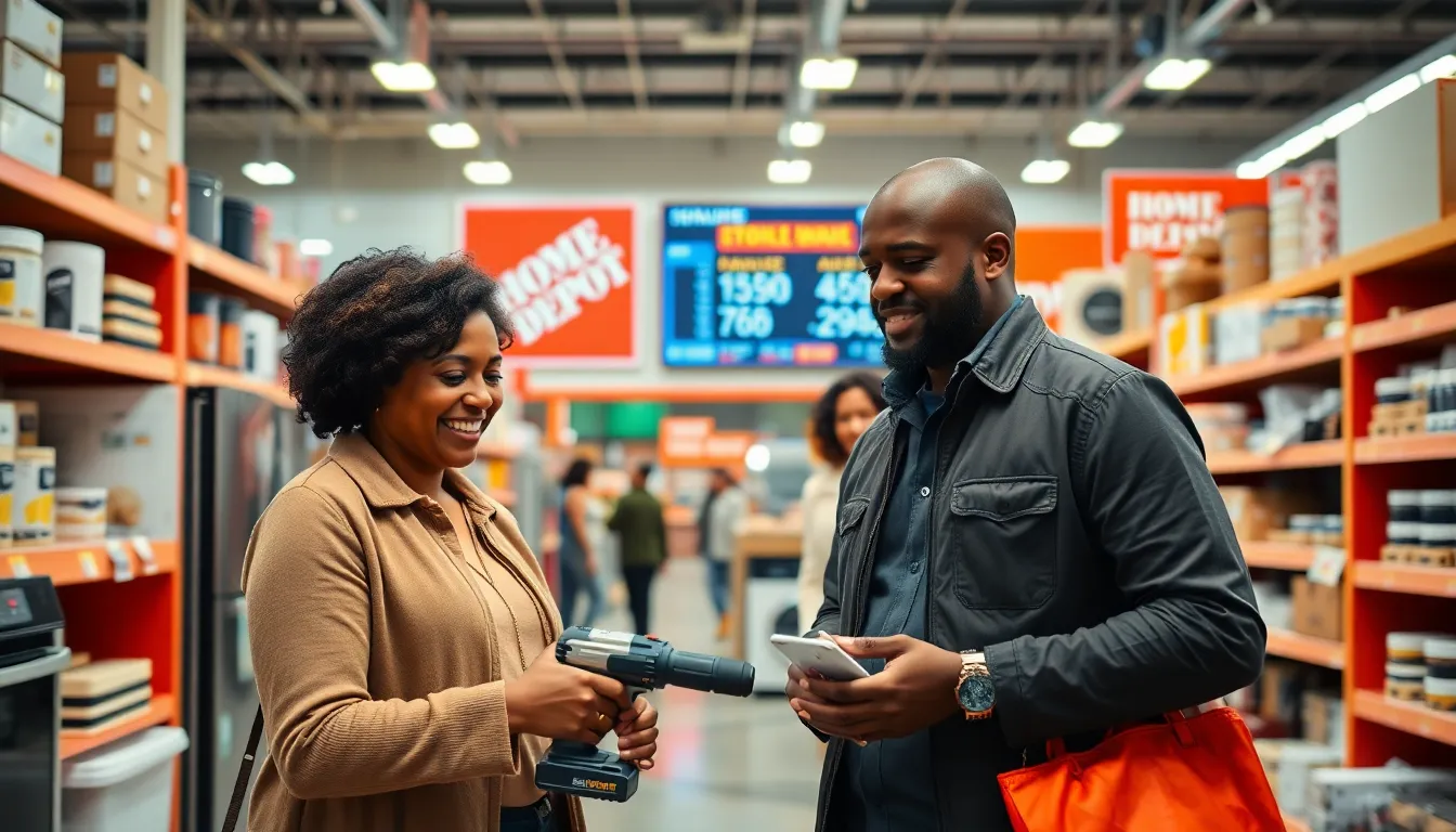 customers shopping at a vibrant Home Depot store.
