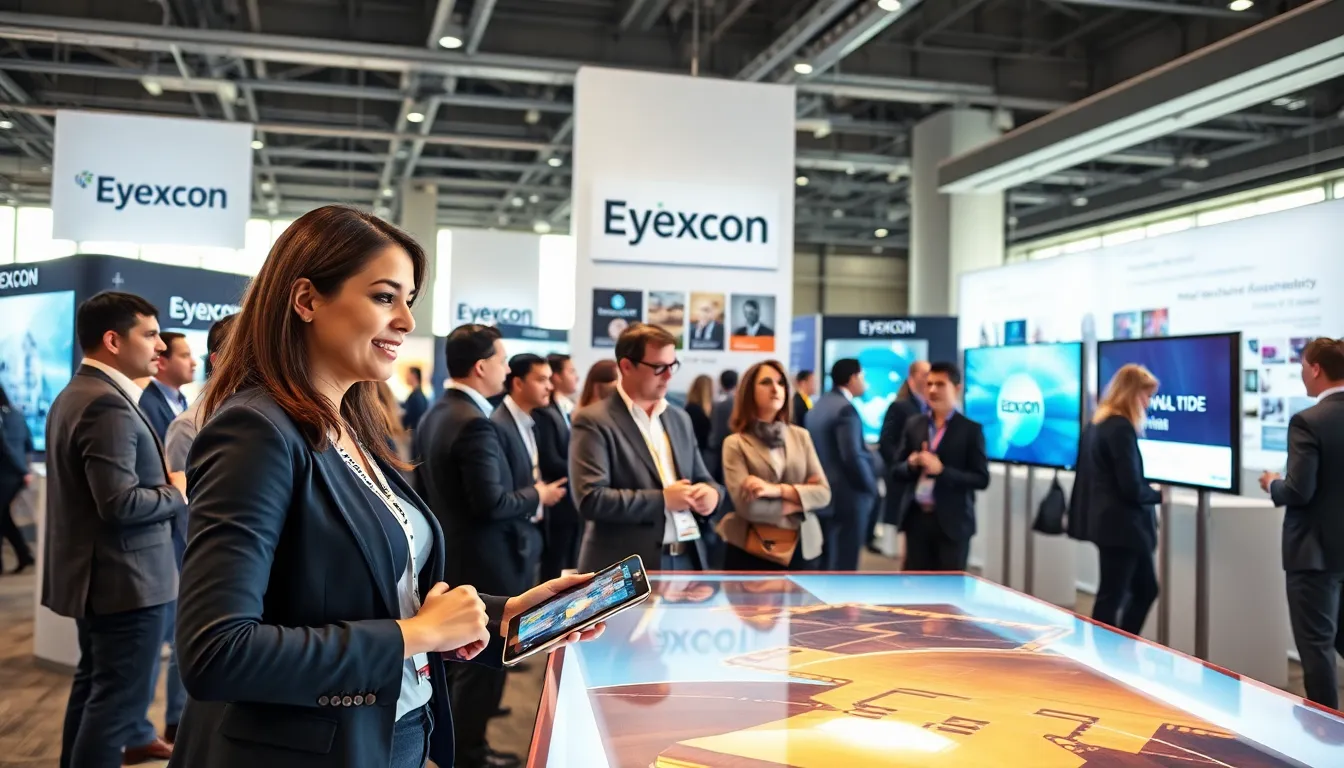 diverse professionals at Eyexcon discussing visual technology innovations.
