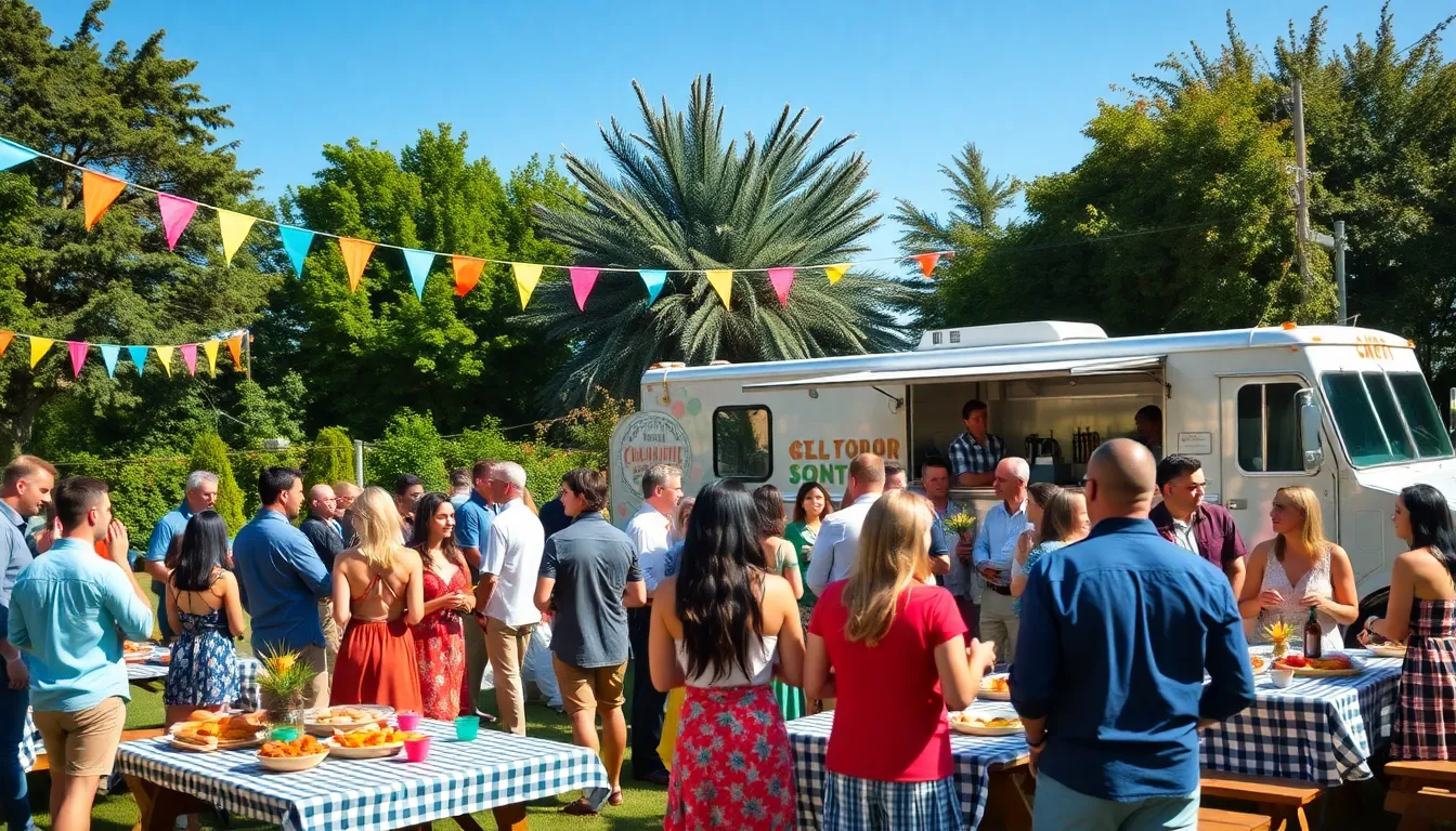 diverse guests enjoying a budget-friendly outdoor event.