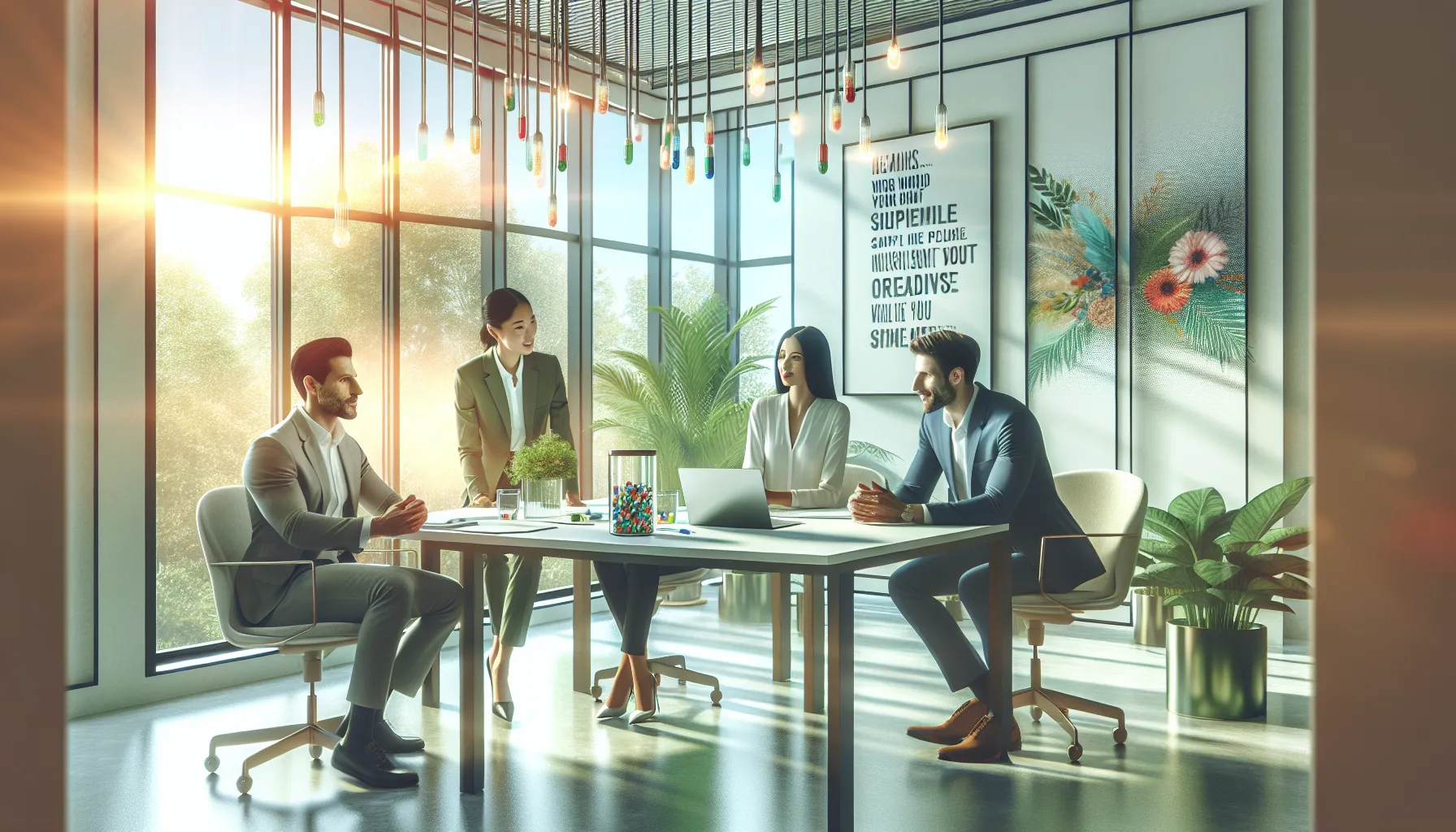 professionals discussing Acutromon in a modern office.