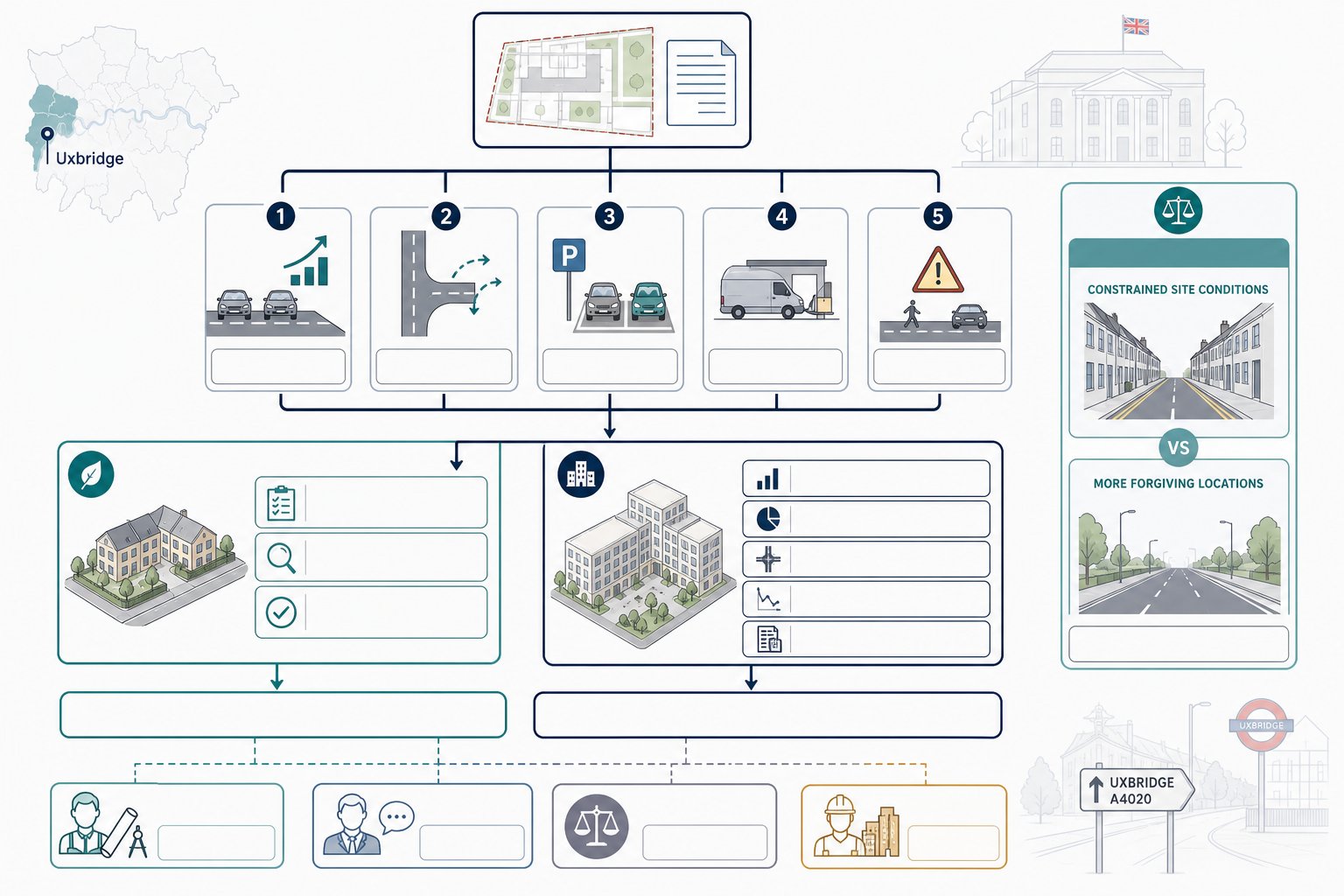 Flowchart showing when traffic engineering is needed for planning applications in Uxbridge.