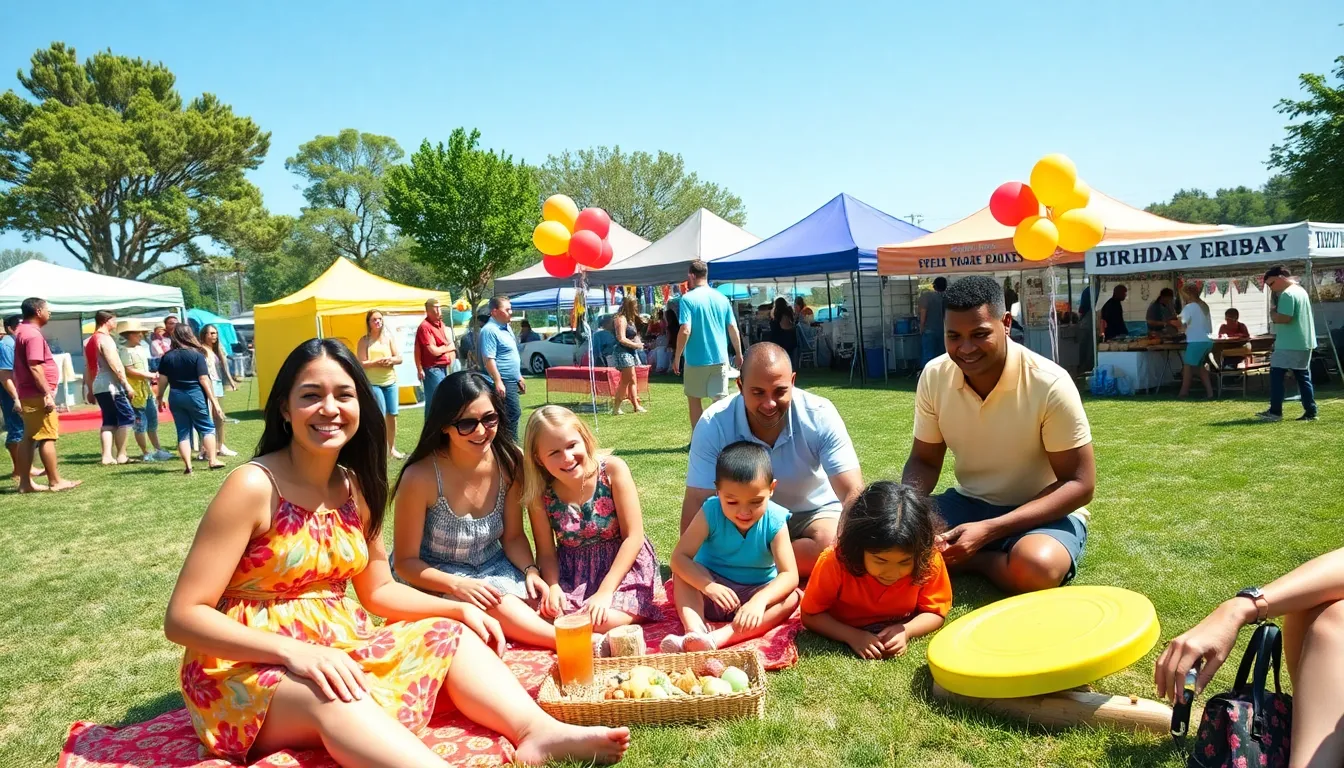 diverse groups enjoying budget-friendly events in a sunny park.