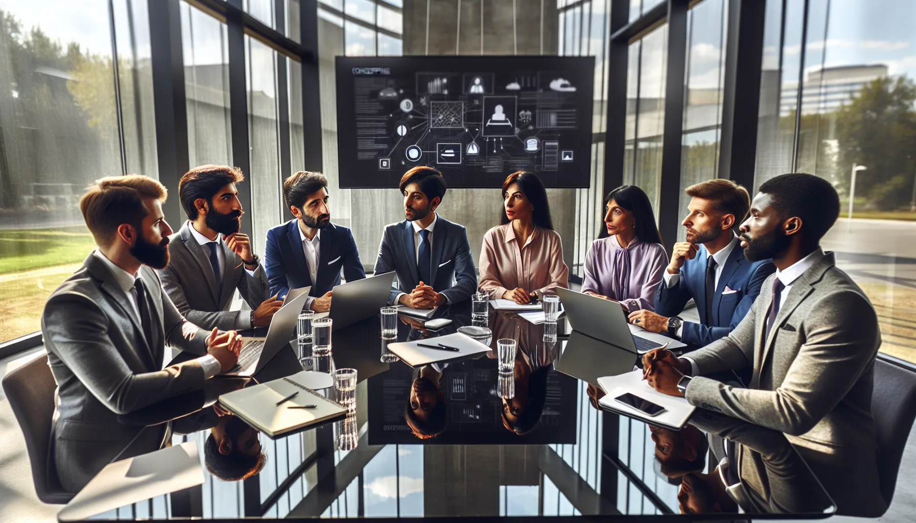 diverse professionals discussing the concept of іфтефтвук in a modern office.