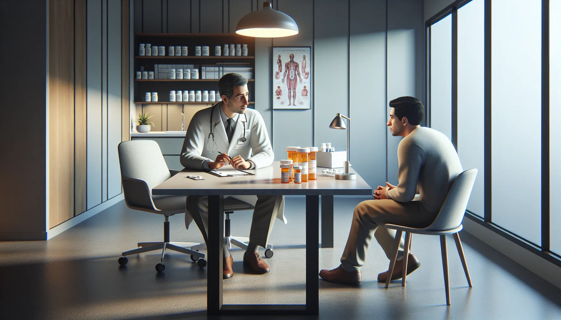 A doctor consulting a patient in a professional medical office.