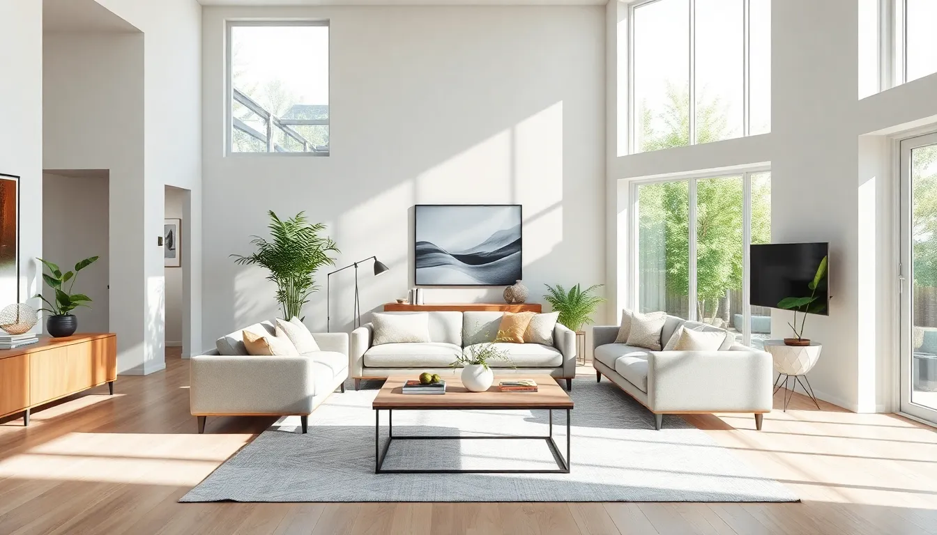 modern living room showcasing elegant interior design concepts.