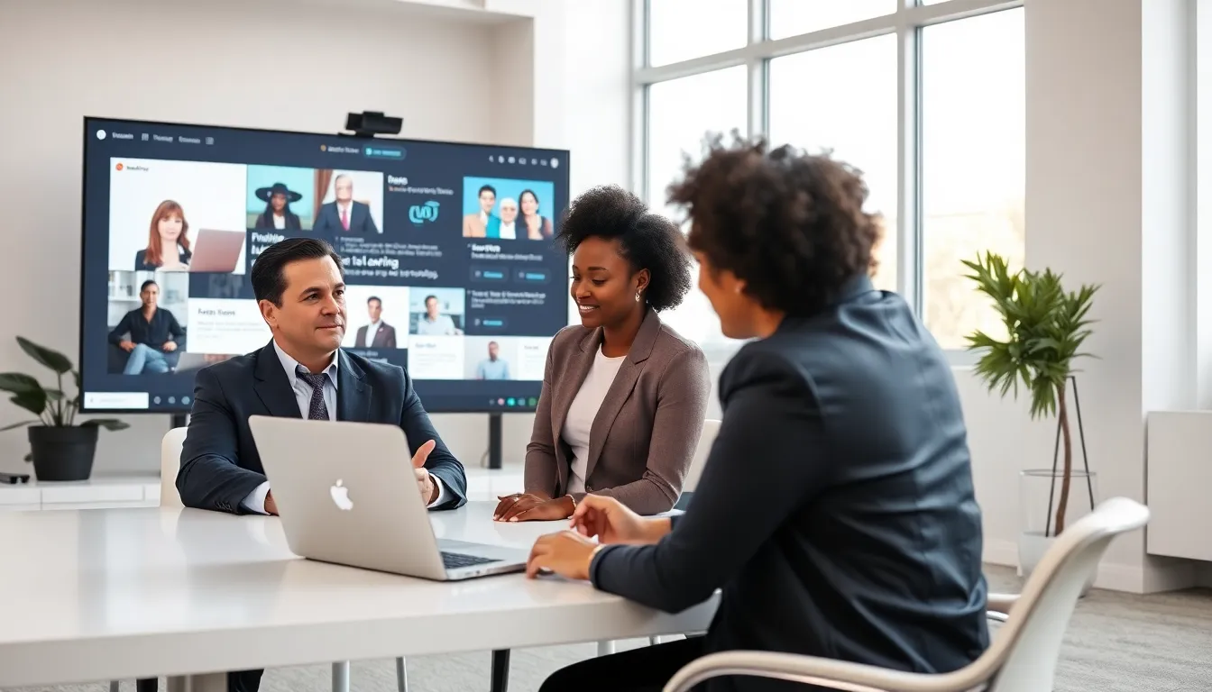 diverse professionals collaborating in a modern workspace.