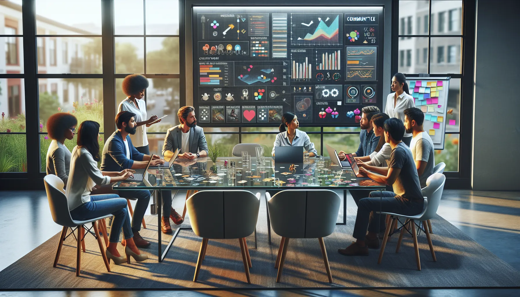 diverse game development team discussing LightNite updates.