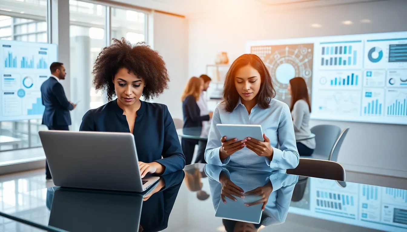 diverse team collaborating in a modern office setting.