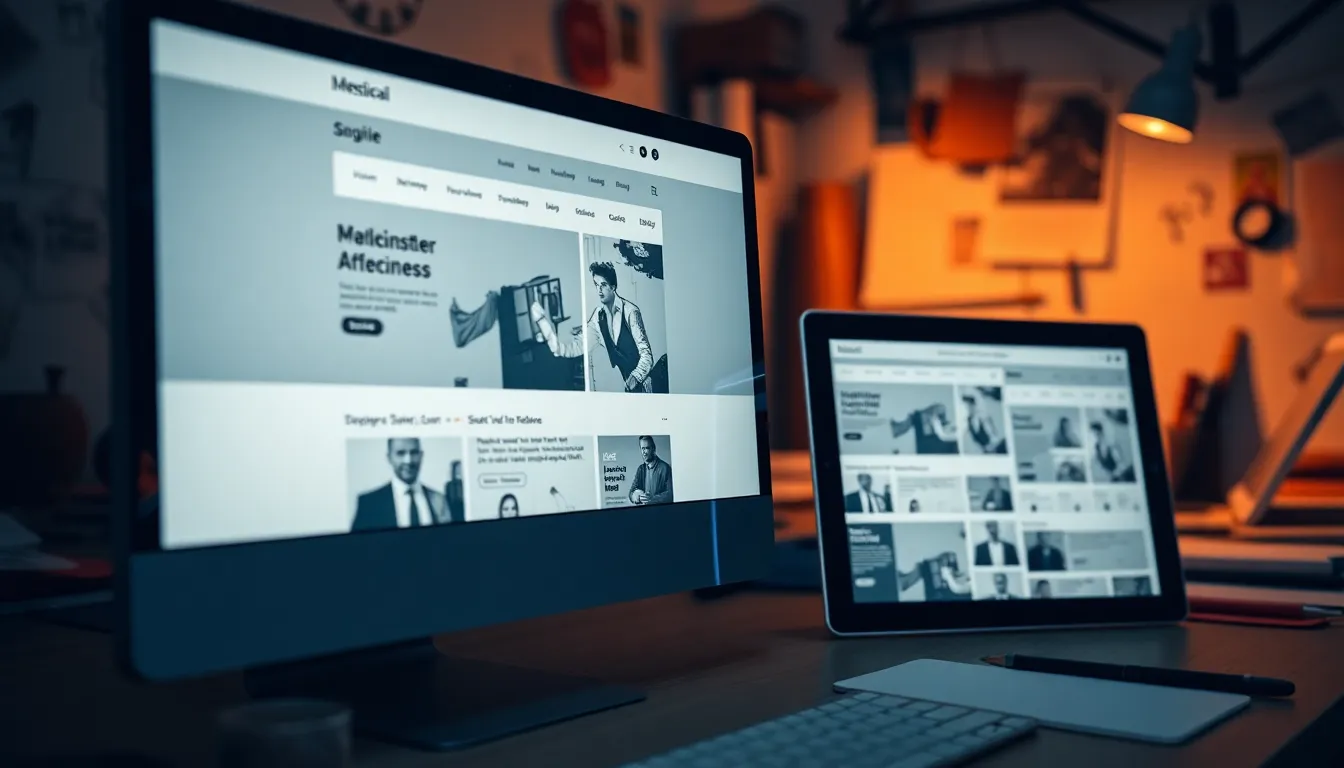 A desktop and tablet showing a responsive website design side by side.