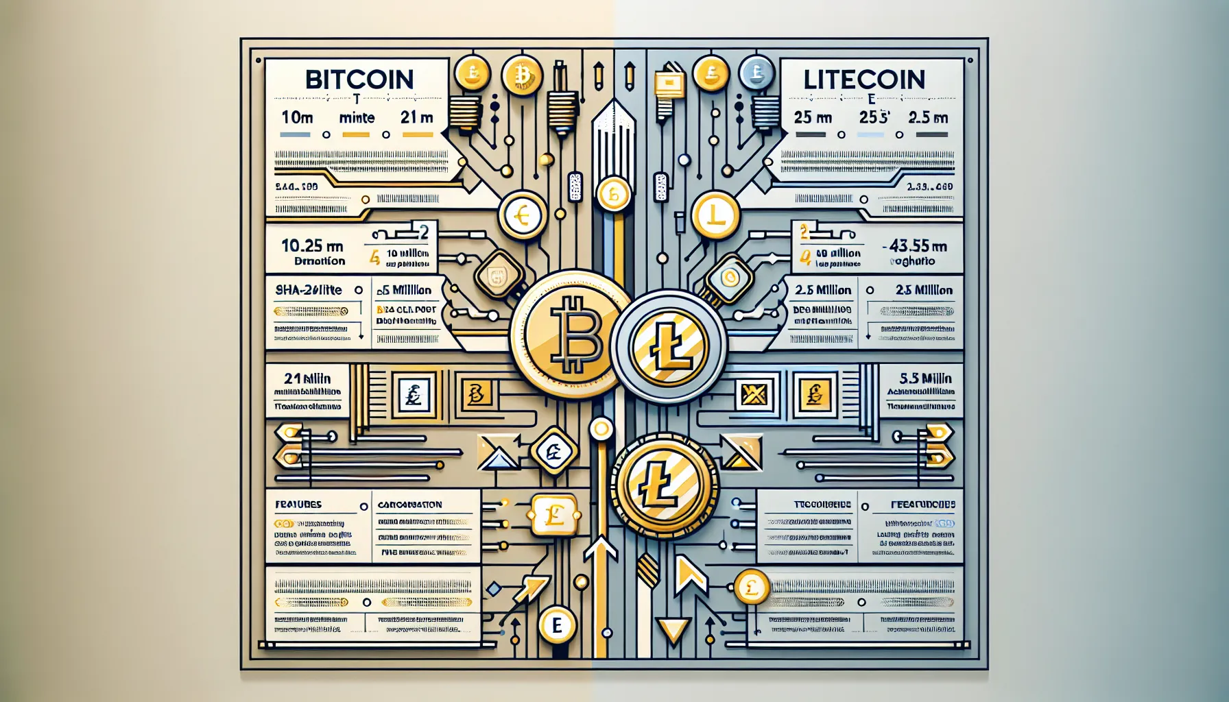 Comparison chart showing key differences between Bitcoin and Litecoin for UK investors.