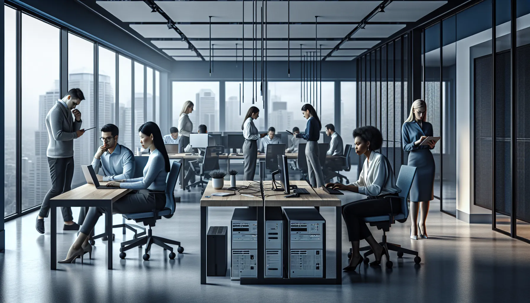 diverse IT team collaborating on troubleshooting Mysk2dydns issues.