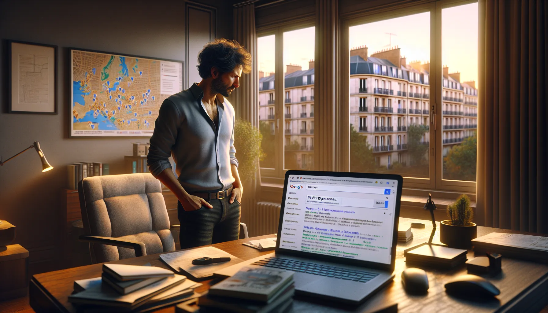 Local business owner in Ivry-sur-Seine studying Google search results and SEO opportunities.