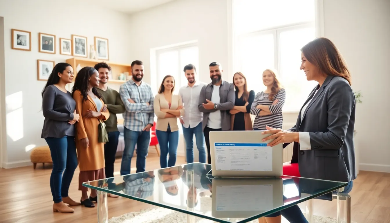 first-time homebuyers consulting an insurance agent in a modern living room.