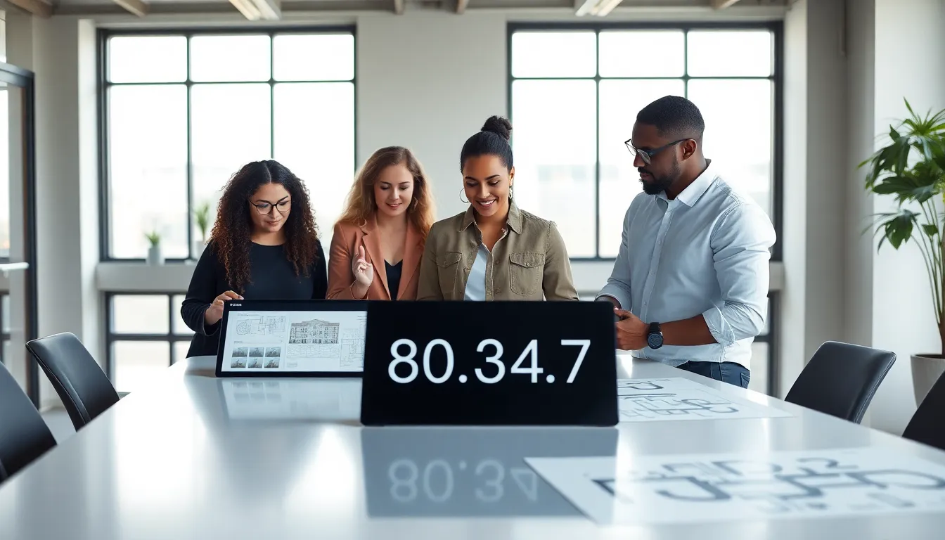 diverse team collaborating in a modern office on dimensions.