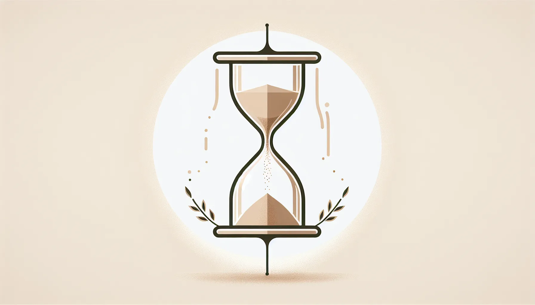 Minimalist hourglass with flowing sand representing time and memory themes