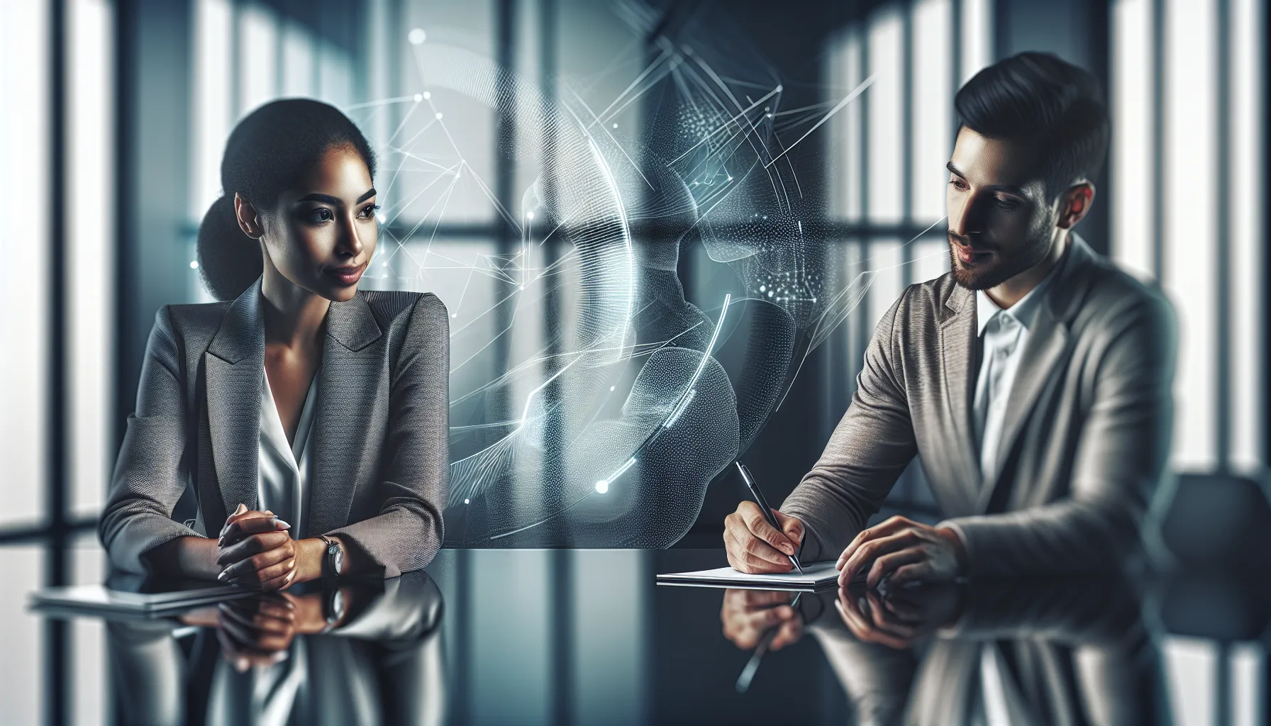 diverse professionals discussing digital topics in a modern workspace.