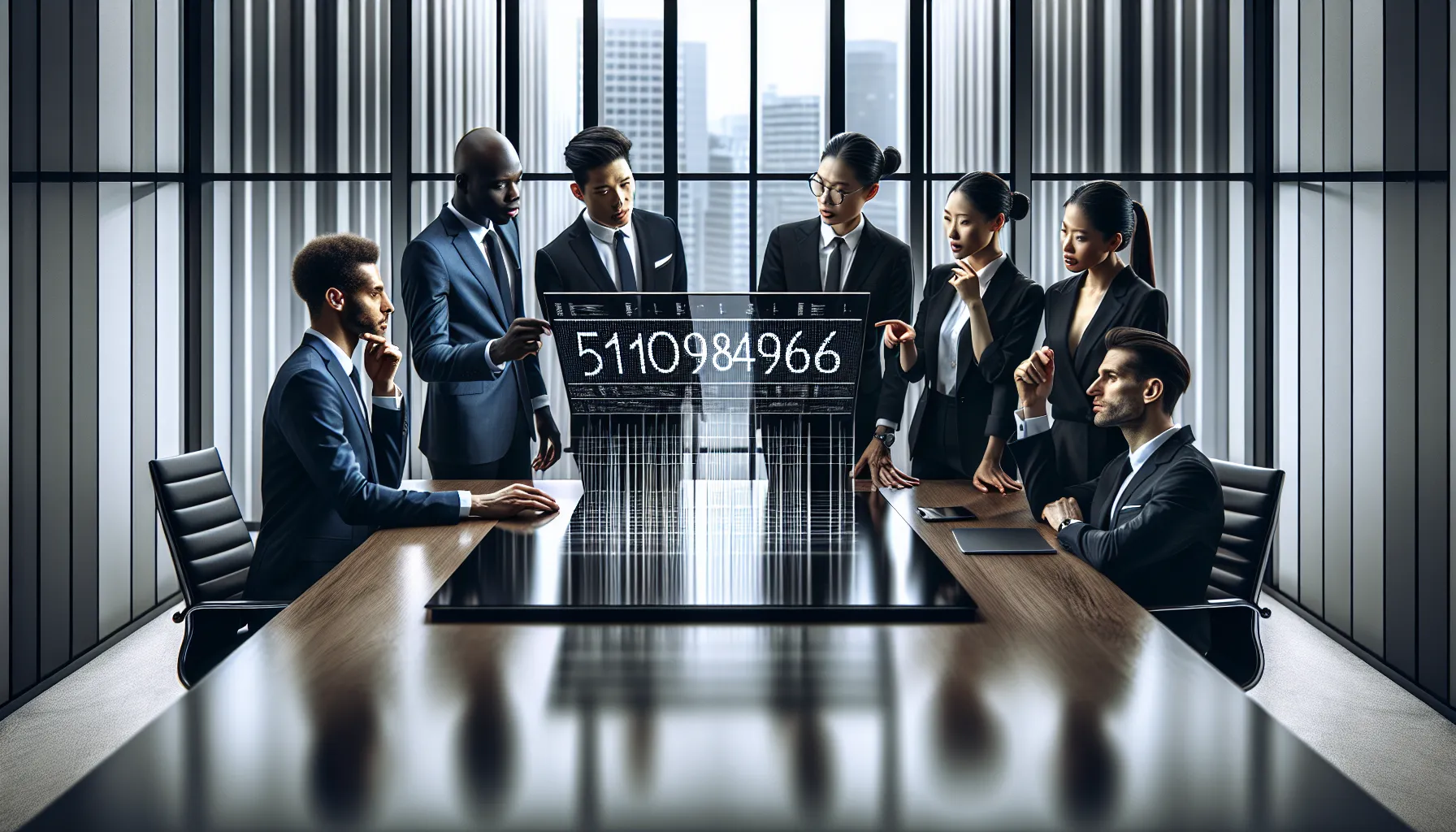 professionals discussing the significance of numerical codes in a modern office.
