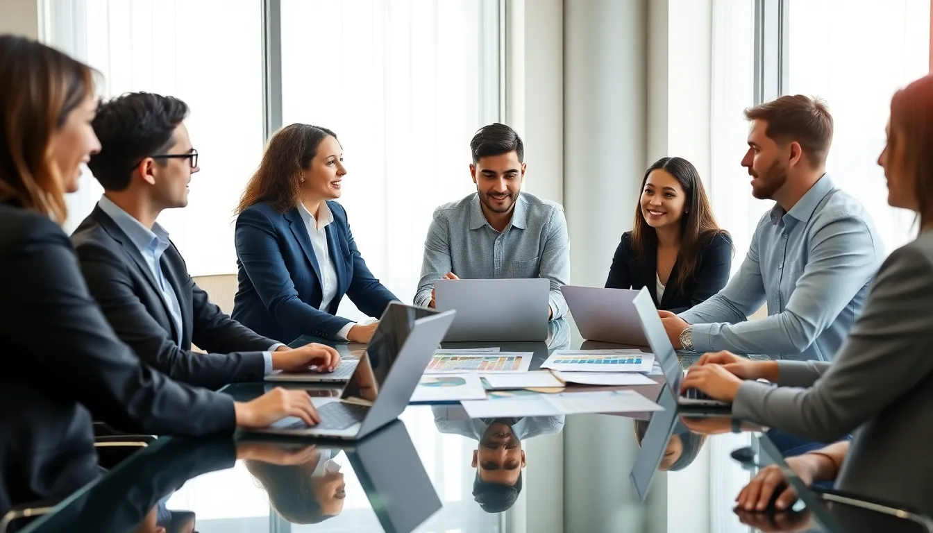 event planners discussing budgeting strategies in a modern office.