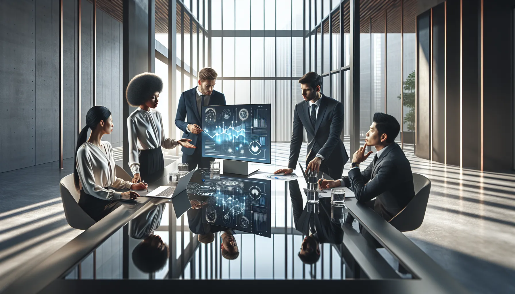 diverse team discussing the significance of a tech identifier in an office.