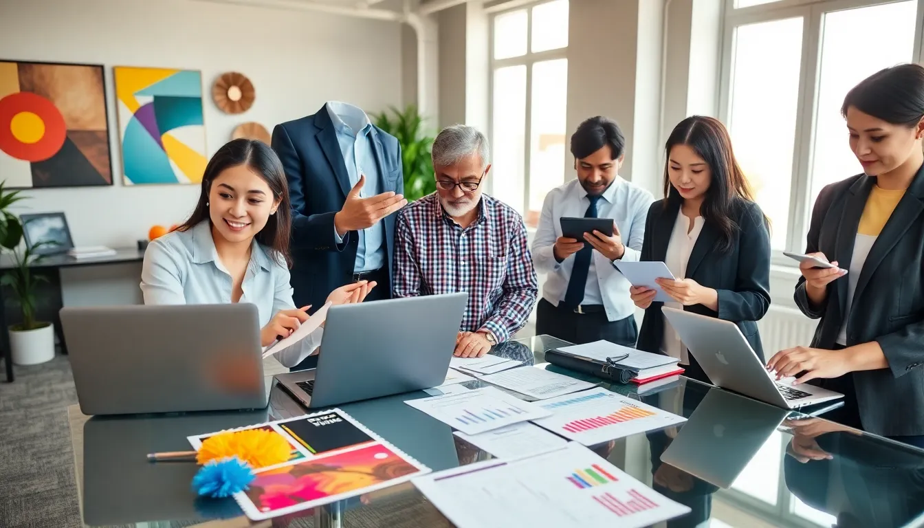 diverse team collaborating on budget-friendly event planning in a modern office.