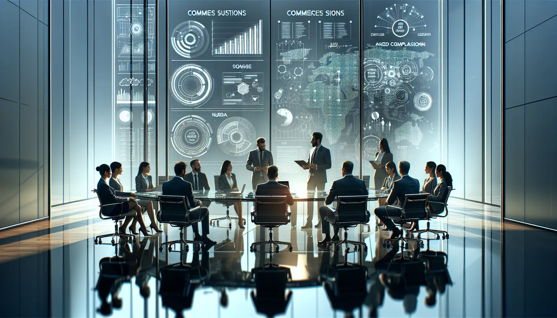 diverse team discussing industry impact in a modern office.