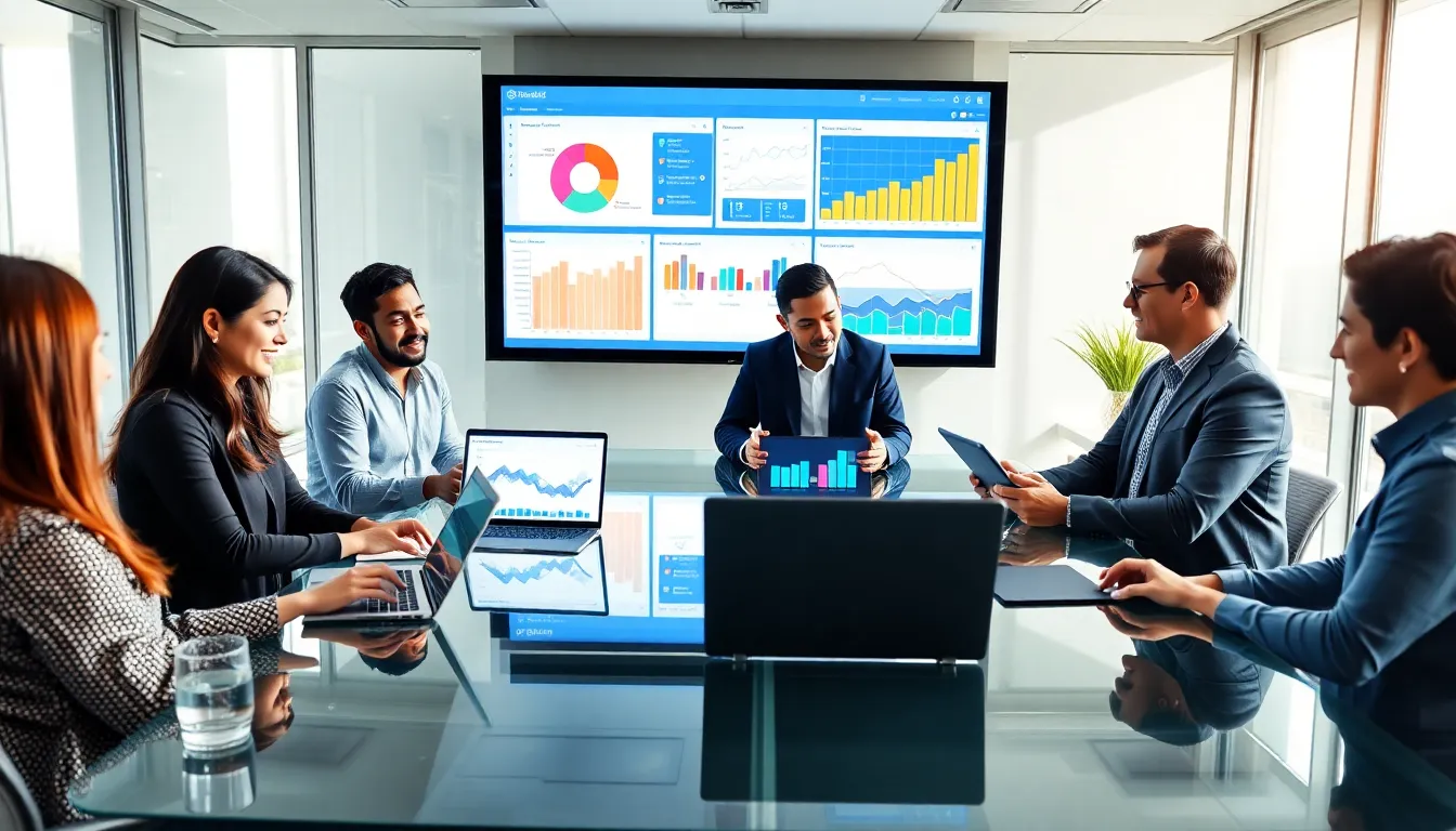 diverse team collaborating on software quality assurance in an office.