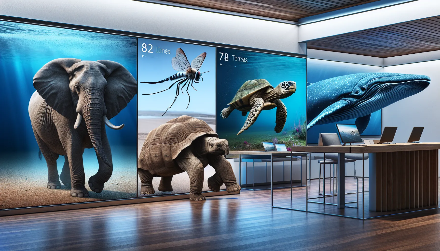 Illustration of diverse animals showcasing varying lifespans.