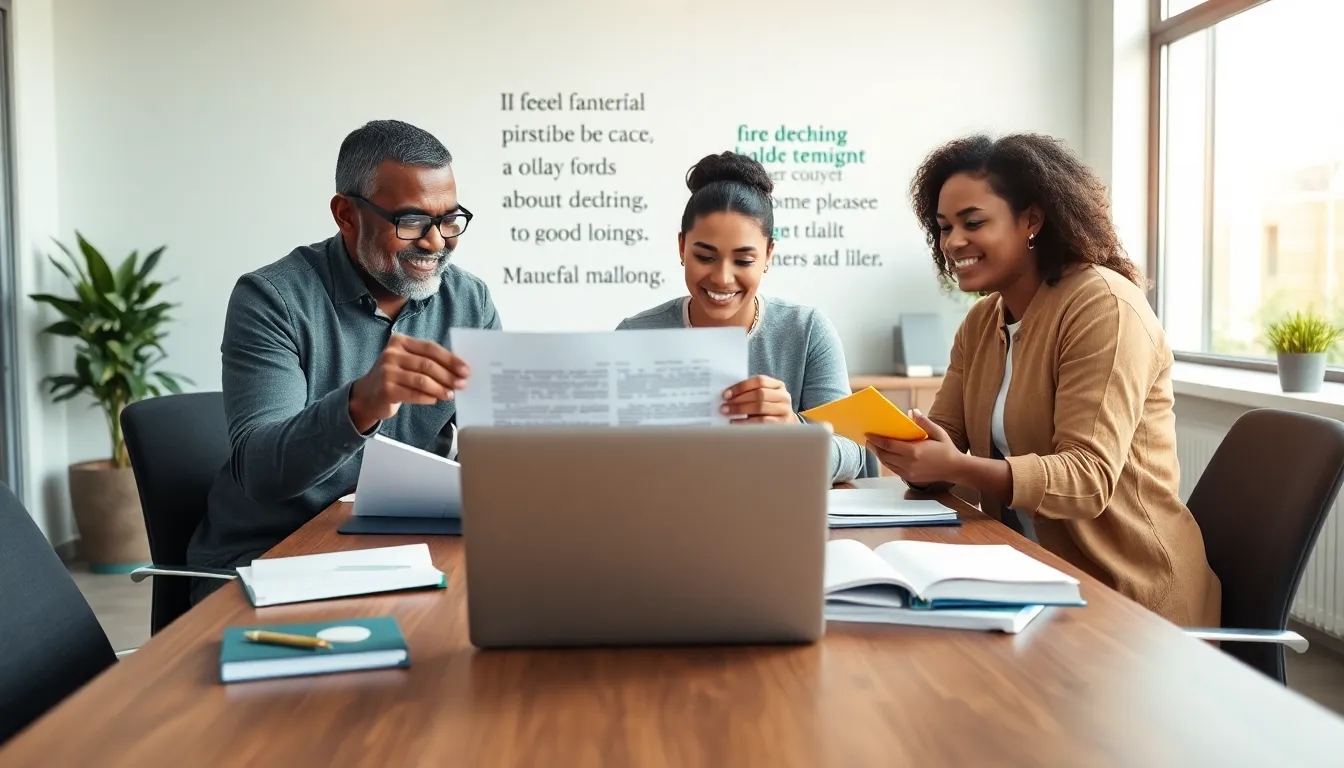 diverse group discussing landlord responsibilities in a modern office.