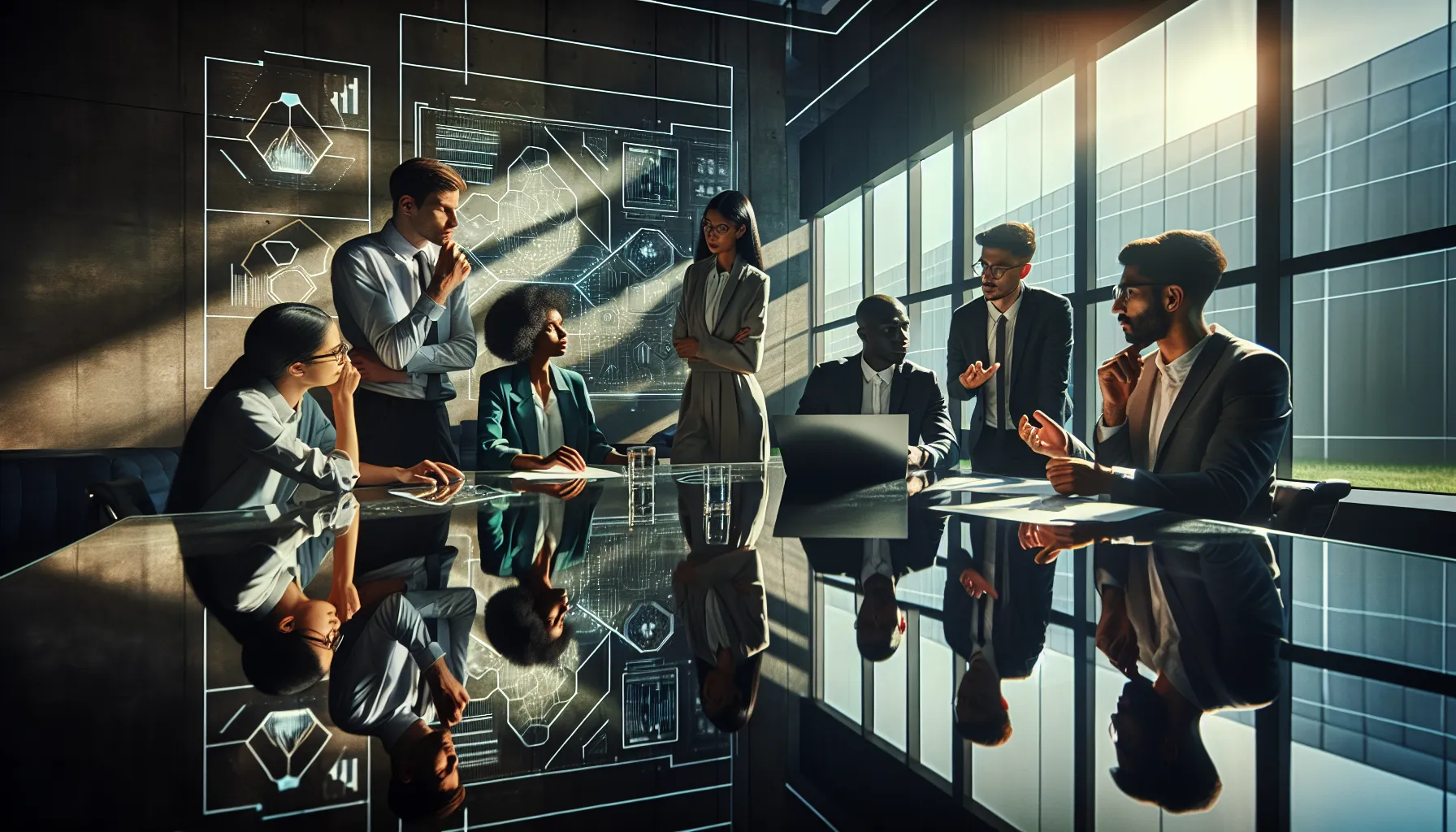 diverse team discussing digital identifier challenges in modern office.