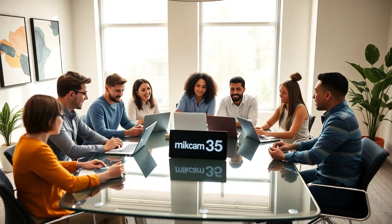 diverse team collaborating in a modern office setting.