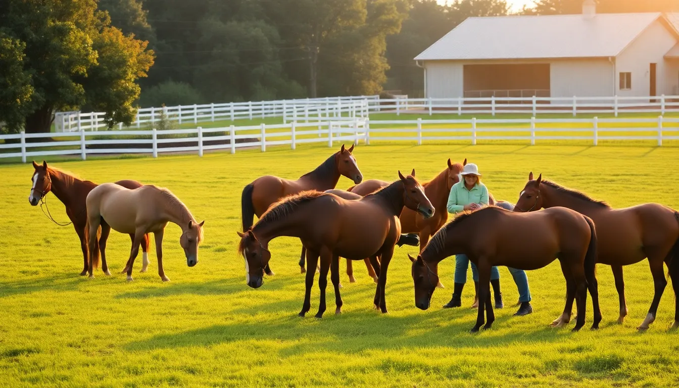 older horses enjoying a peaceful retirement in a sunny pasture.
