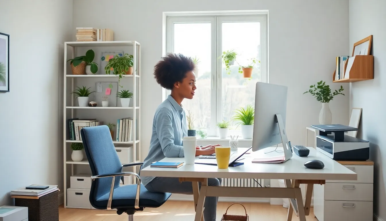 a modern home office with organized workspace essentials.