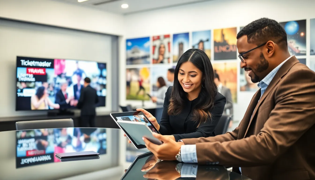 diverse team planning travel and event experiences in a modern office.