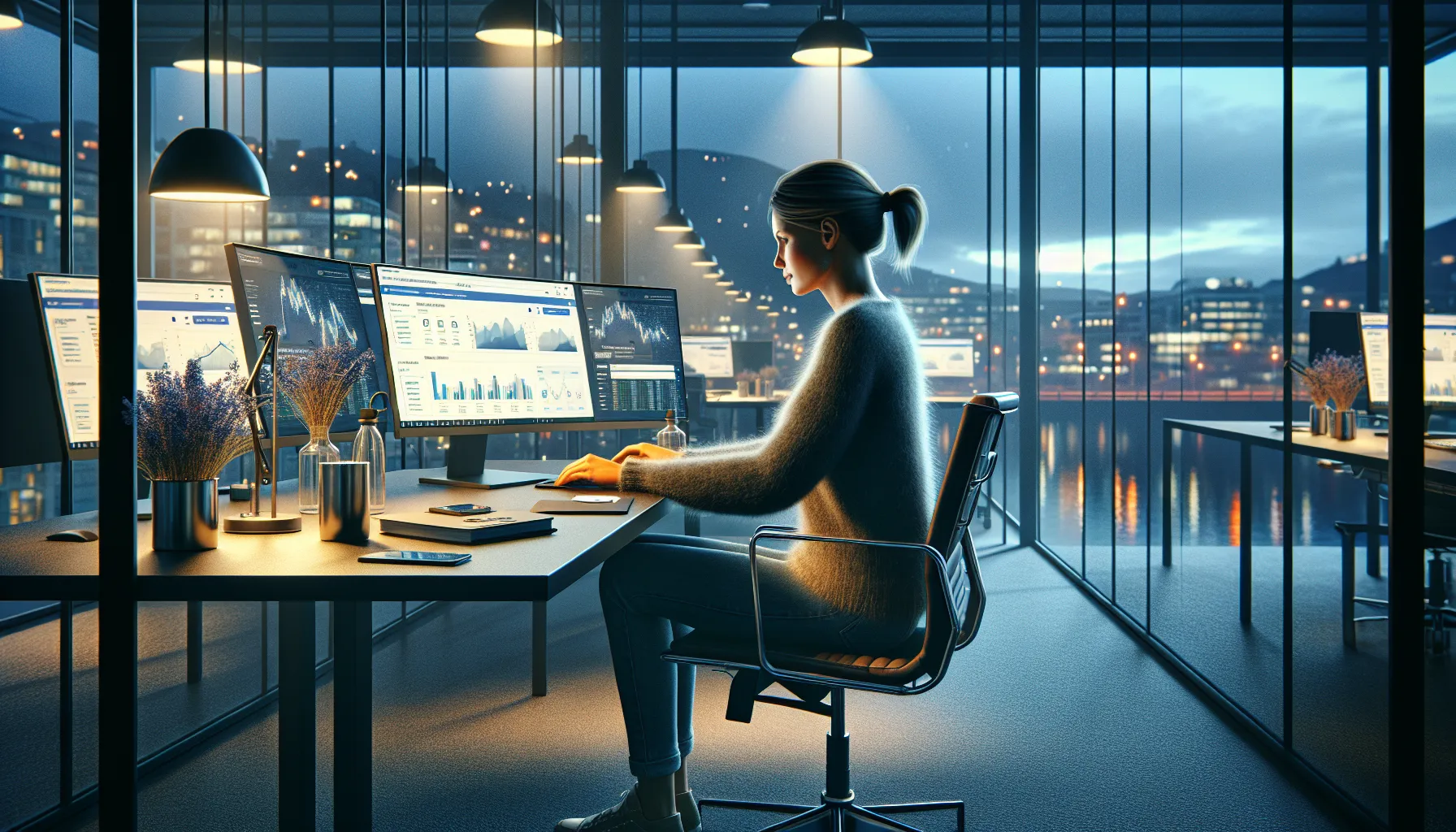 Fremtidens søketrender: hvordan forberede seo-strategien din 3 Norwegian seo specialist analyzing ai search results and google trends data in office.