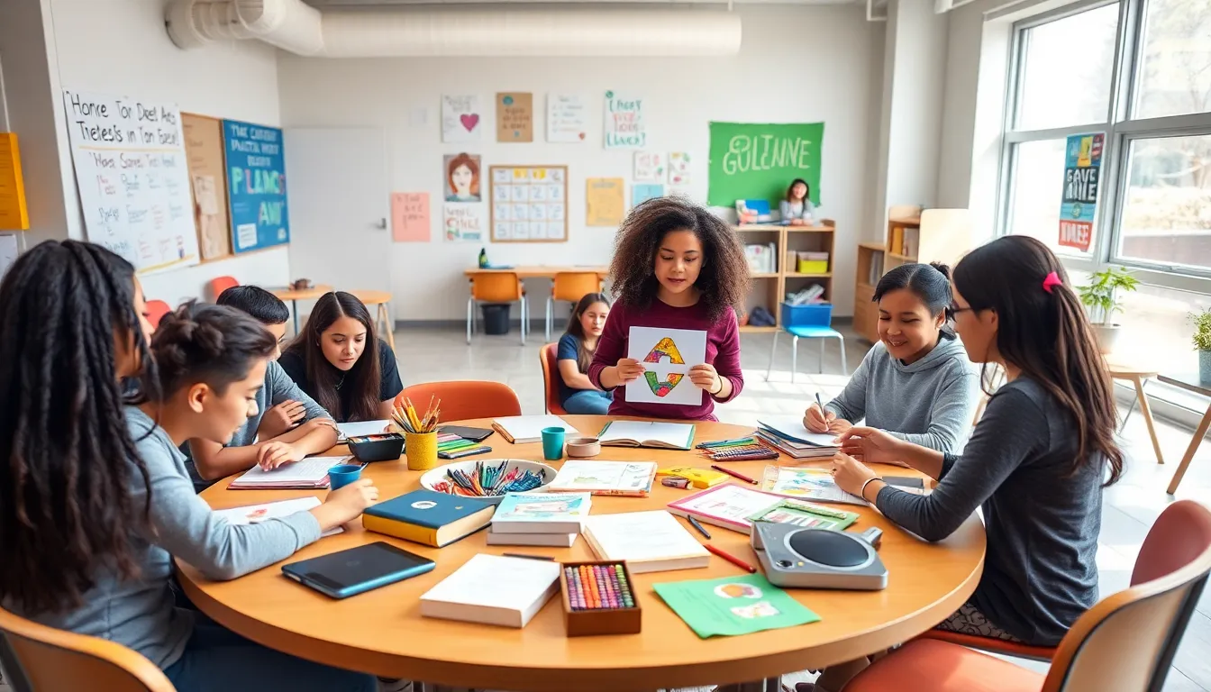 students engaging in a collaborative alternative education setting.