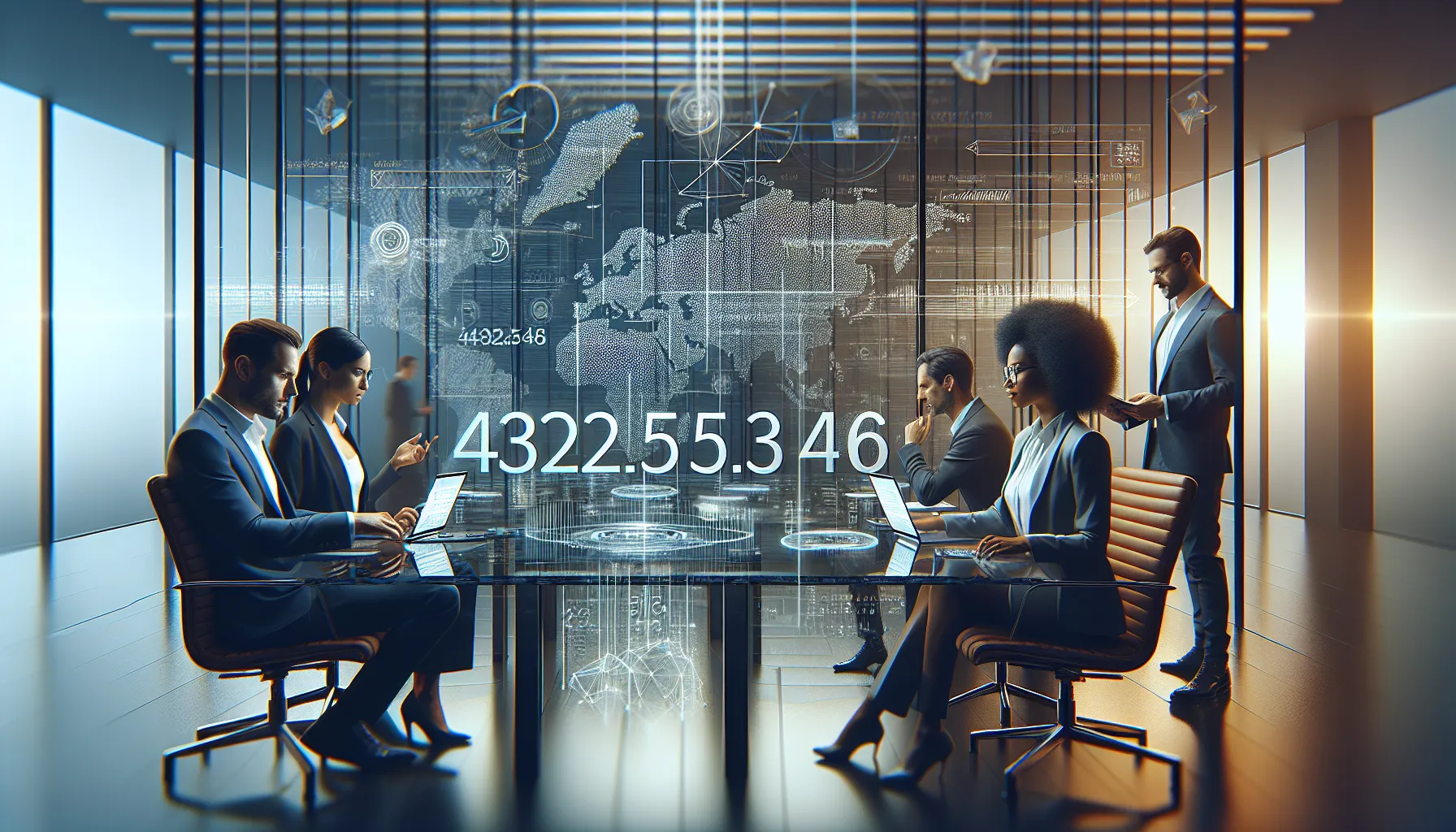 diverse professionals discussing telecommunications in a modern office.