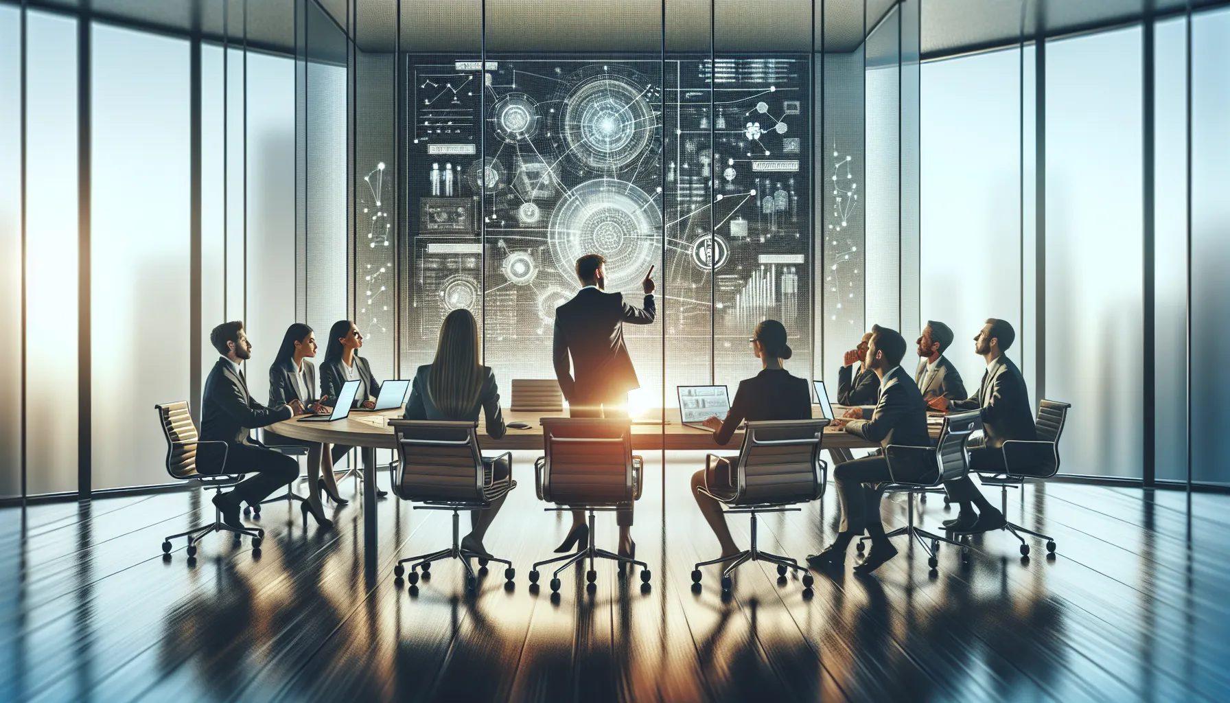 diverse team discussing the significance of a tech number in a modern office.