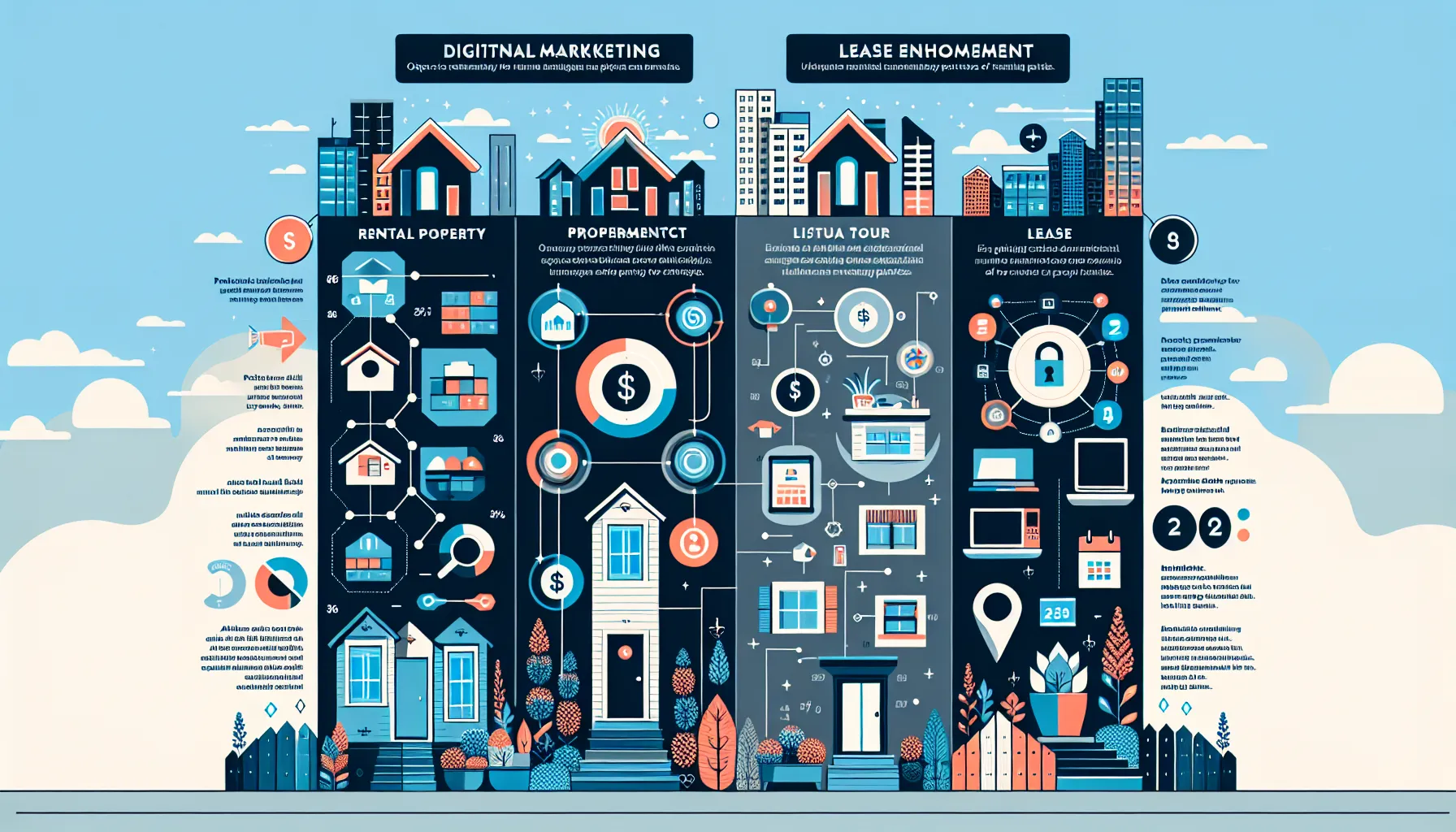 infographic showing marketing, property upgrades, and lease tips for higher occupancy