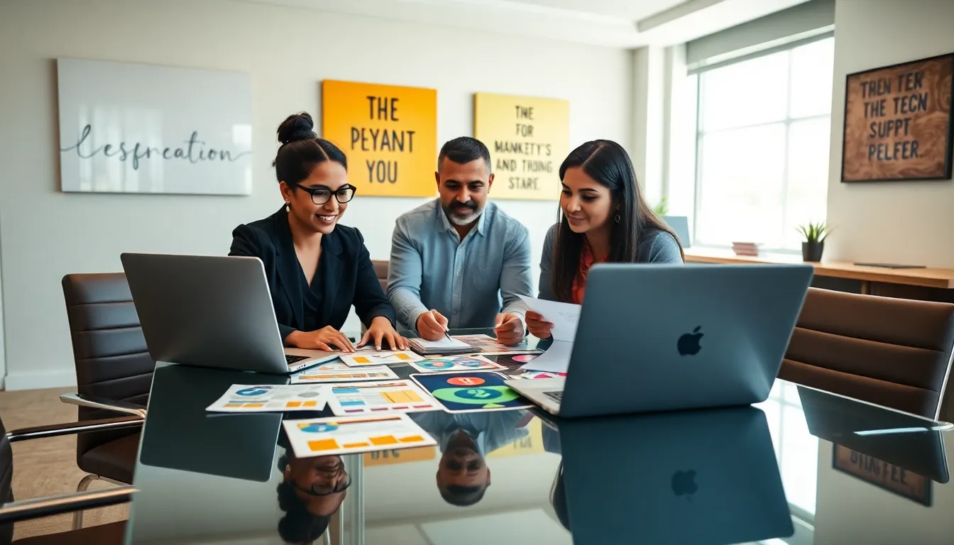 diverse event planners collaborating in a modern office setting.