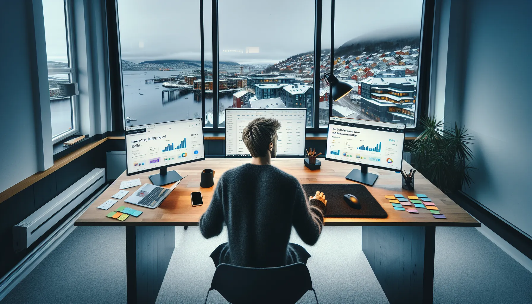 Norwegian seo analyst reviews dashboards for e-e-a-t, core web vitals, and links.