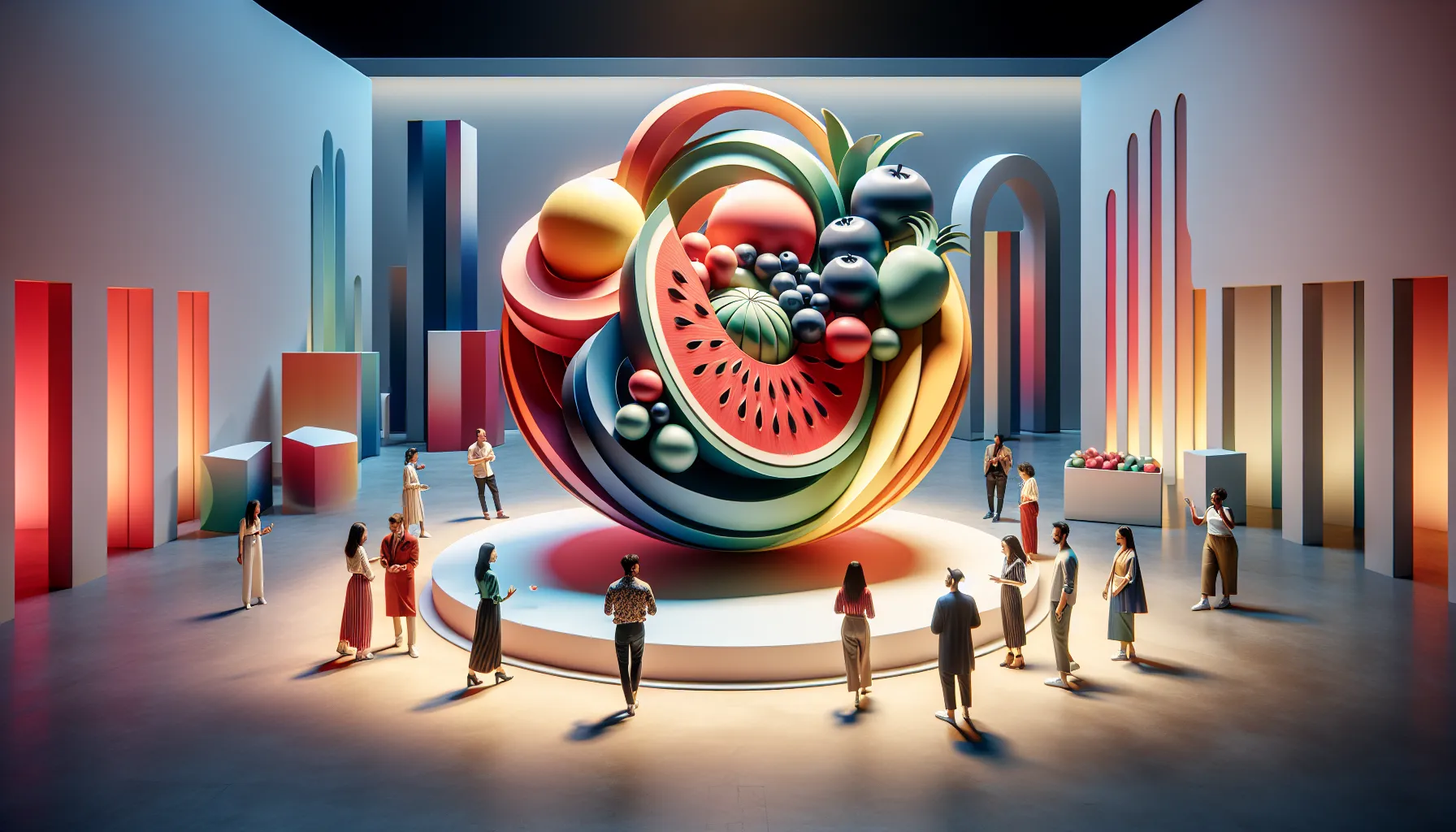 artistic installation representing fruteleteur concept with diverse creatives.